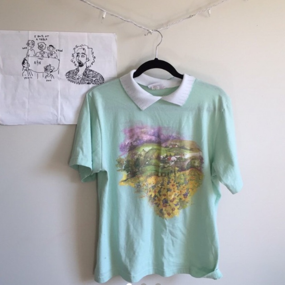 Pastel green collared shirt